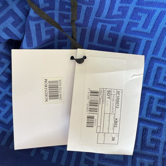 ❌SOLD❌ Balmain Balman Monogram Jacquard Long Sleeve Wool Blend Minidress - Picture 16 of 17